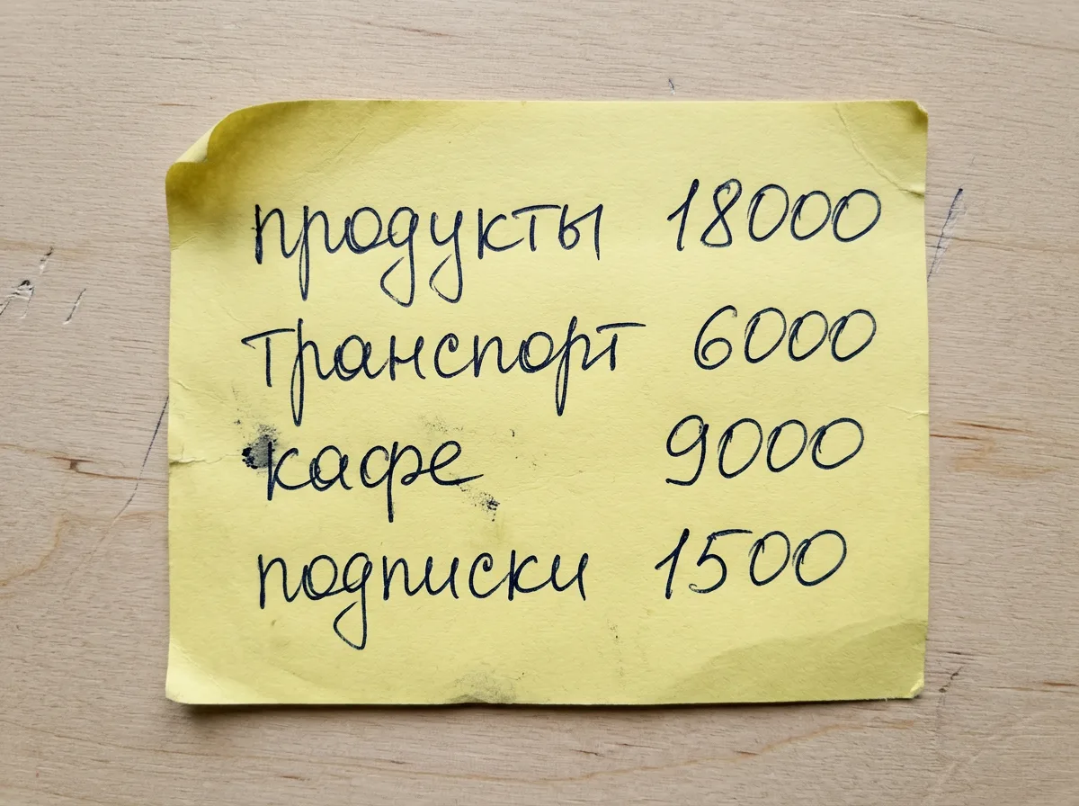 Список расходов в виде сырого текста, отправленный в чат