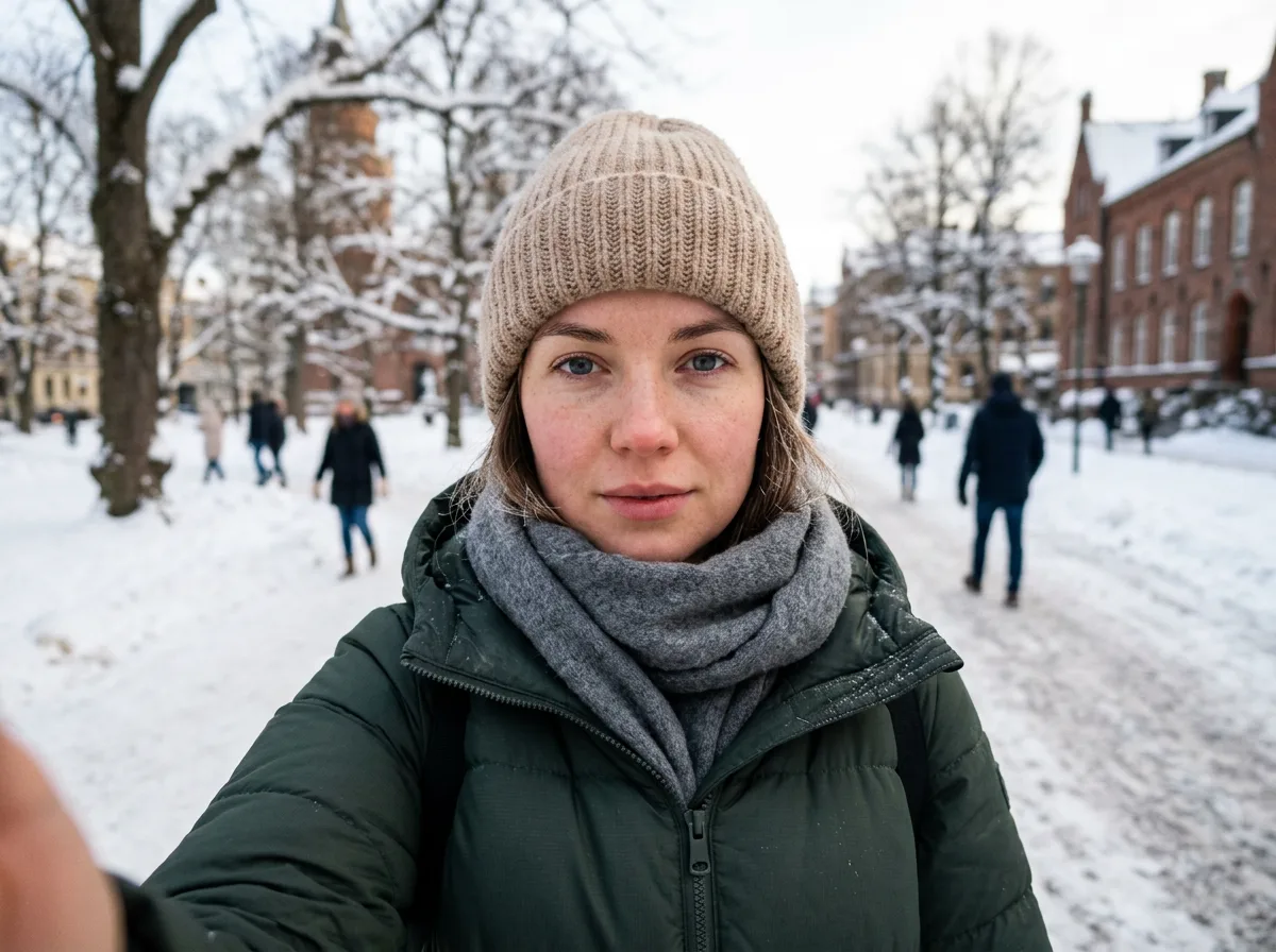 Селфи в куртке на улице