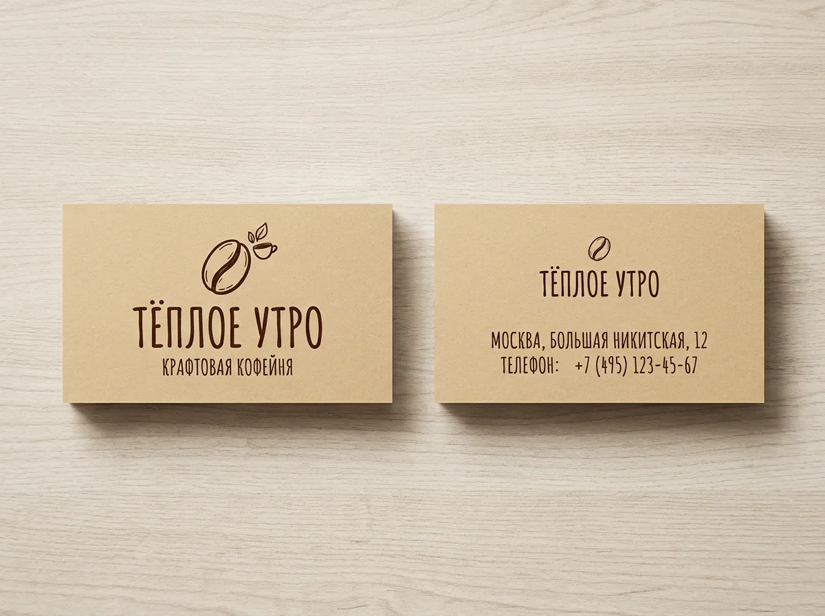 Визитка крафтовой кофейни «Тёплое утро»