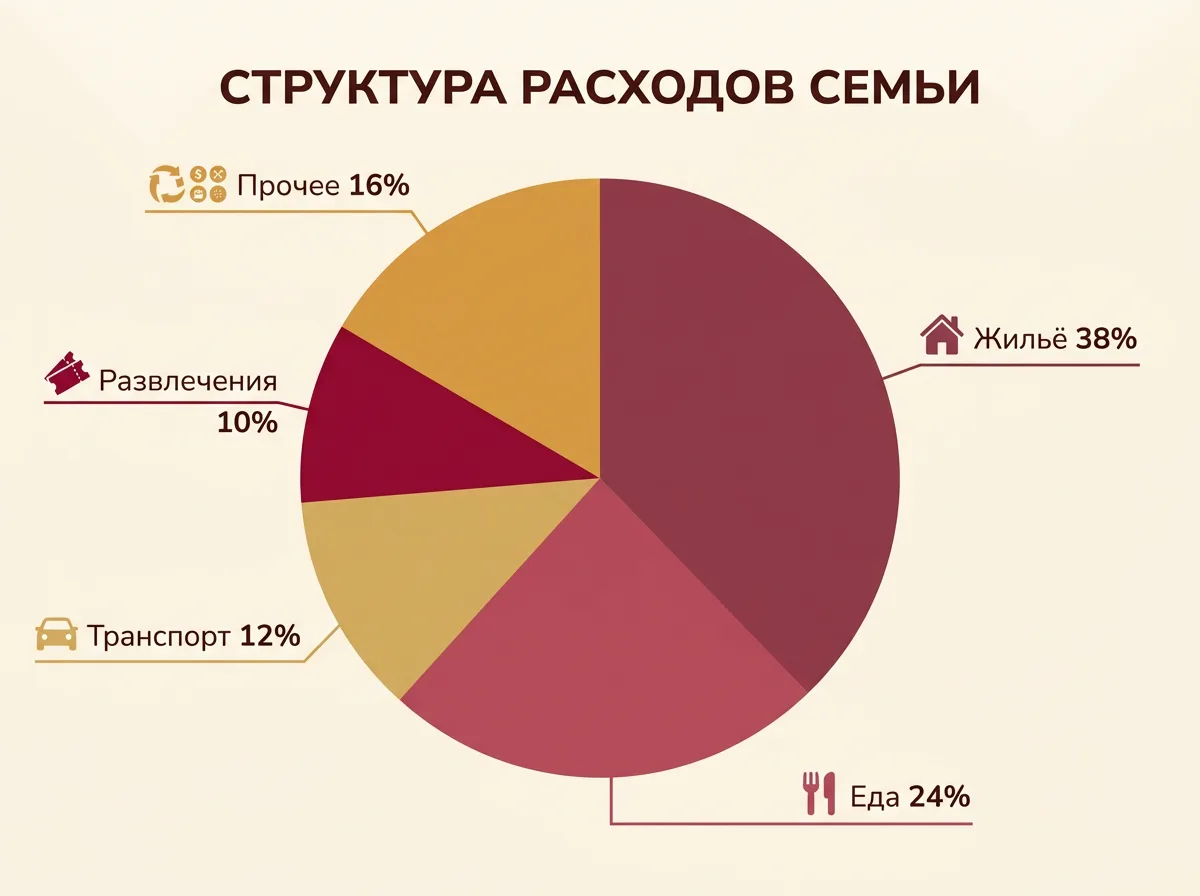 Круговая диаграмма структуры расходов семьи