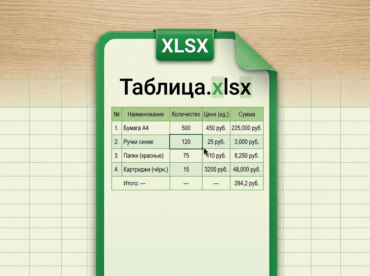 Таблица из PDF, сконвертированная в редактируемый Excel