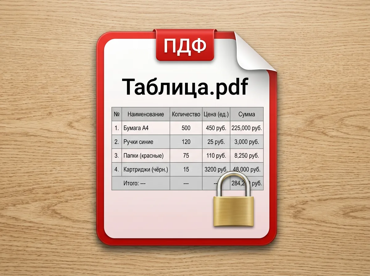 PDF с таблицей, который нельзя редактировать