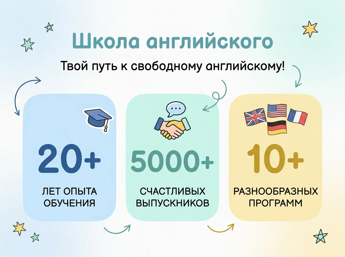 Готовый слайд презентации онлайн-школы с заголовком и цифрами