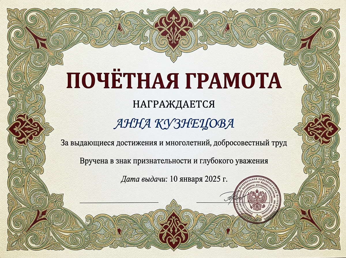 Тот же сертификат с прежним именем и датой