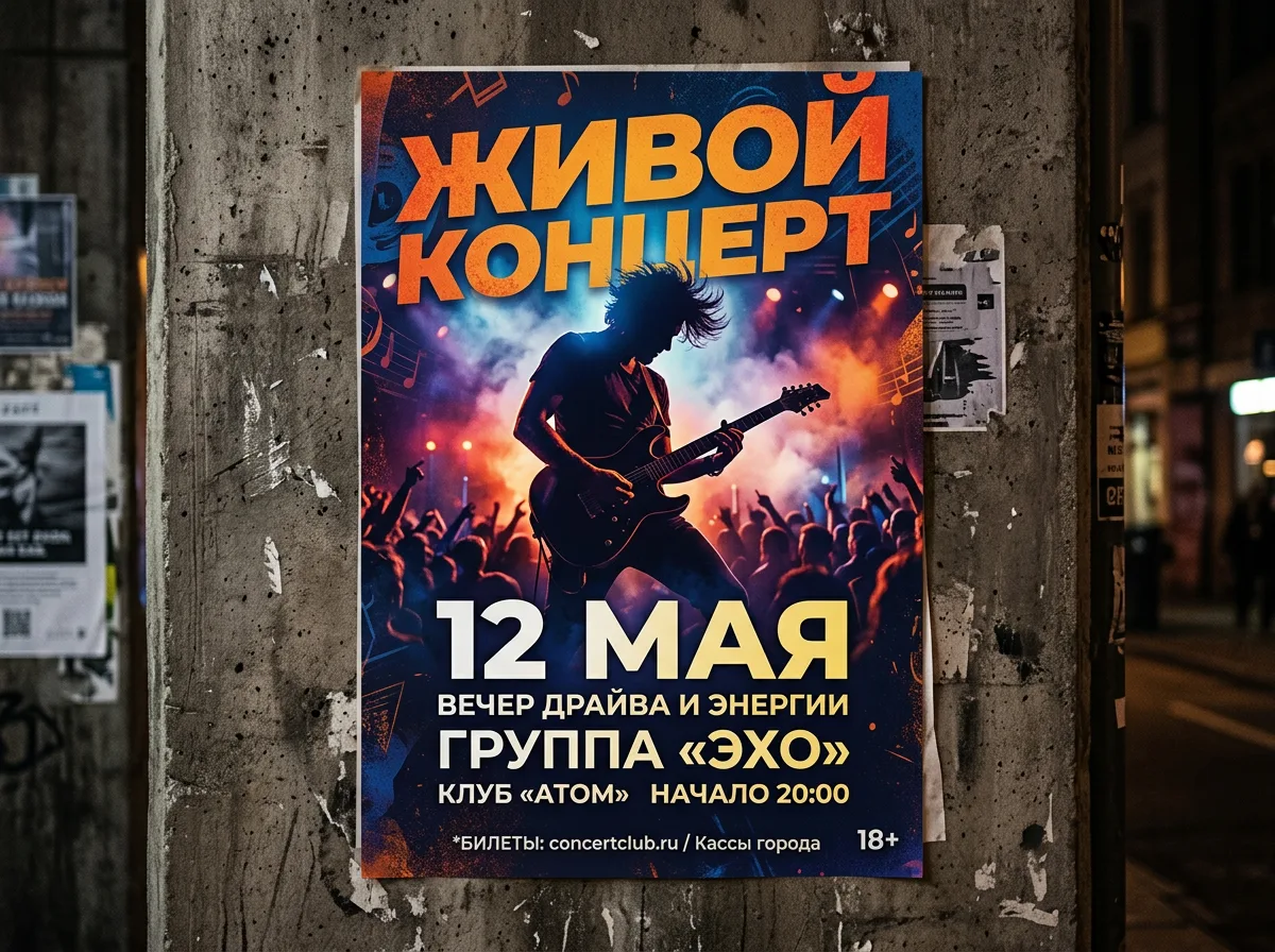 Афиша концерта с датой «12 МАЯ»