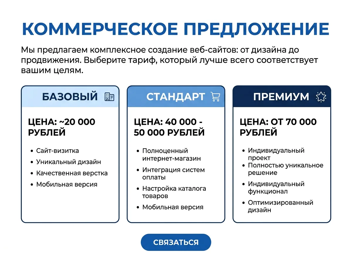 Готовое коммерческое предложение с тарифами и ценами
