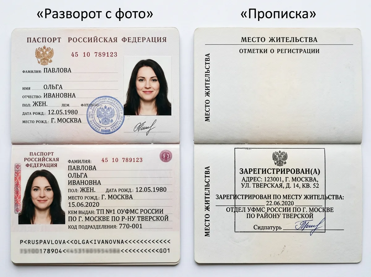 Два отдельных скана страниц паспорта