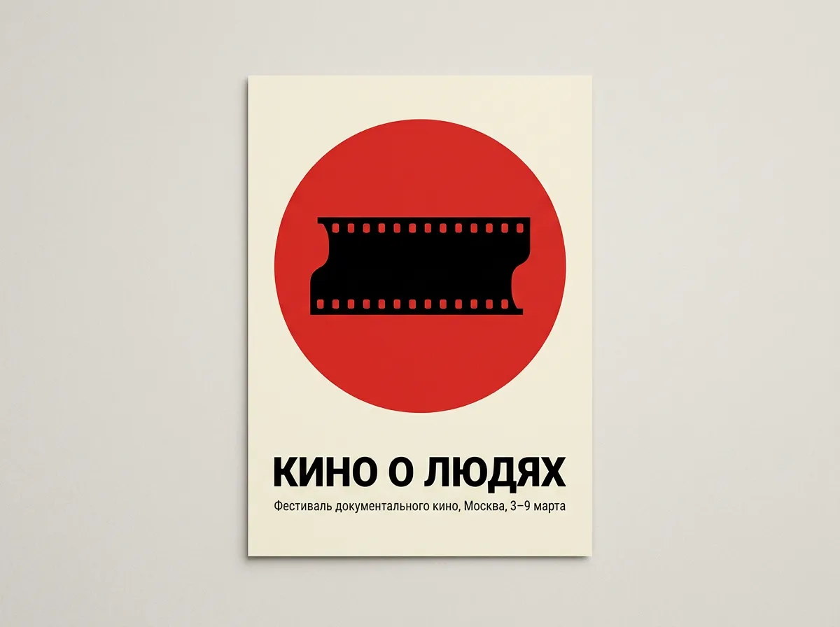 Минималистичный постер кинофестиваля «КИНО О ЛЮДЯХ»