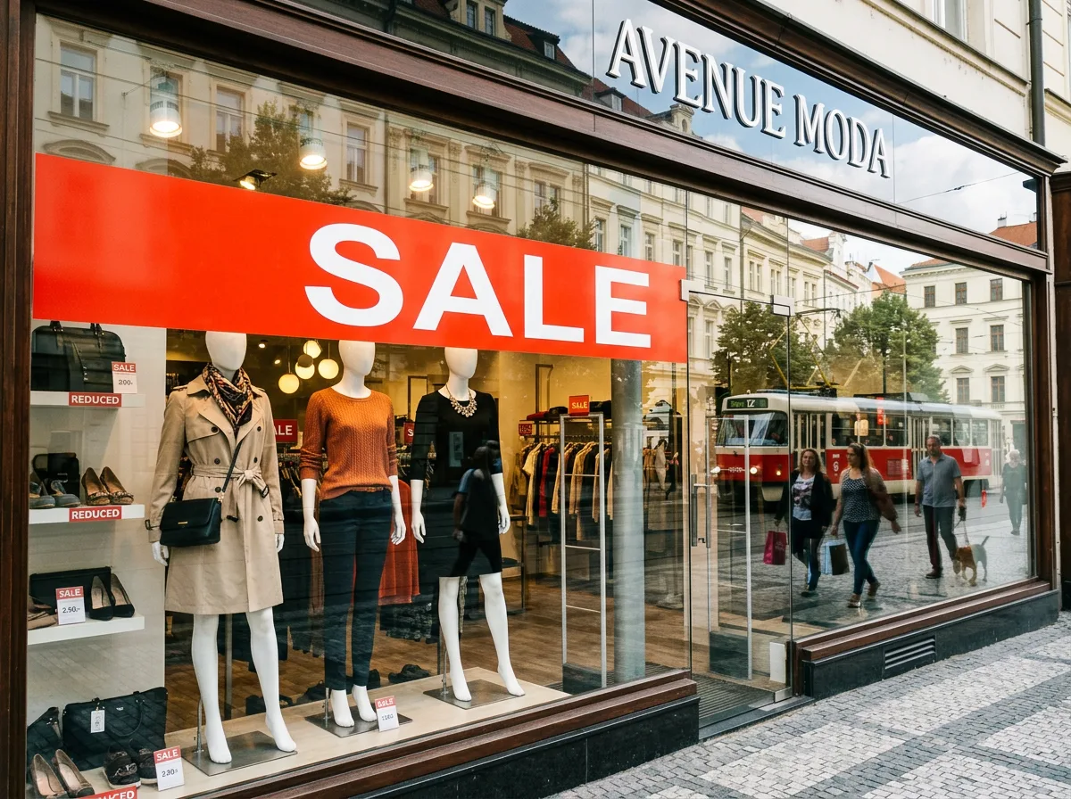 Витрина с крупной надписью SALE
