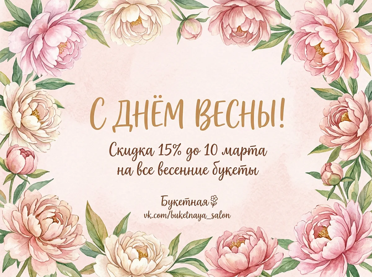 Пост салона цветов «Букетная» к 8 марта